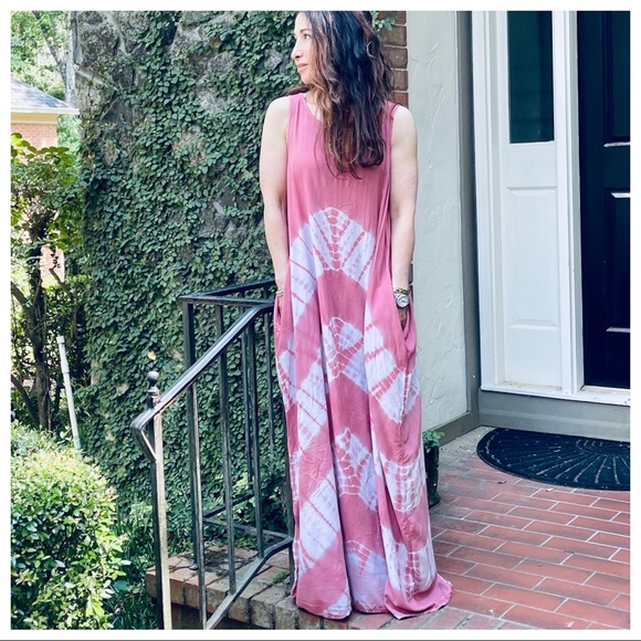#07 Tie Dye loose fit sleeveless pockets maxi dress - Picture 8 of 8